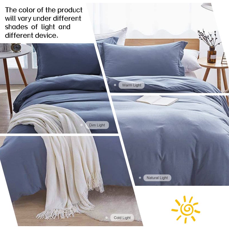 Dreaming Wapiti Duvet Cover King,Washed Microfiber King Size Duvet Cover Set,Solid Color - Soft and Breathable with Zipper Closure & Corner Ties (White, King) - Image 3